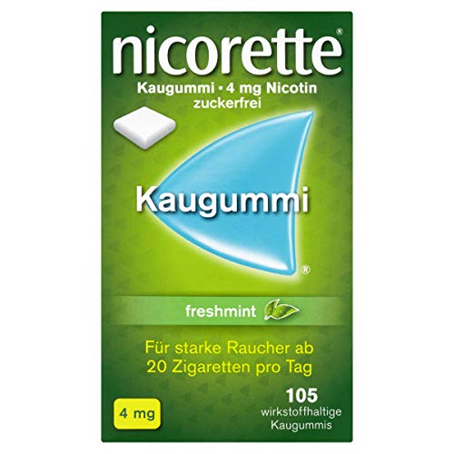 NICORETTE Kaugummi 4mg freshmint – Nikotinkaugummi zur Raucherentwöhnung – Minzgeschmack – mit 4mg Nikotin – Rauchen aufhören